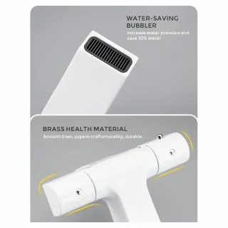 Смеситель для раковины Gappo G1007-50 термостатический белый/хром